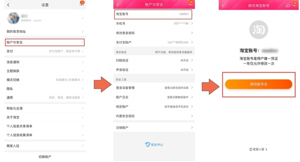 淘宝账号名修改功能将于4月下旬全面开放 一年可修改一次